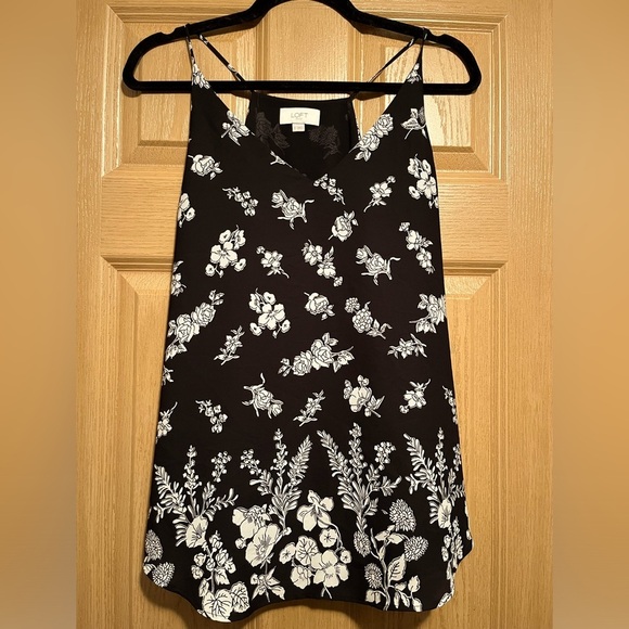 Loft Black and White Flowy Floral Tank - Picture 1 of 12